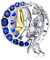 Qings Fee Charms Anhänger 925 Sterlingsilber Charms für Halskette Armband Blauer Anhänger für Armband Anhänger CZ Blauer Mond Charm Fee Anhänger Fairy Charms fÜR Halskette Armband