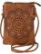 styleBREAKER Damen Mini Bag Umhängetasche mit Blumen Lasercut Cutout Muster und Strass, Schultertasche, Handtasche 02012367, Farbe:Cognac