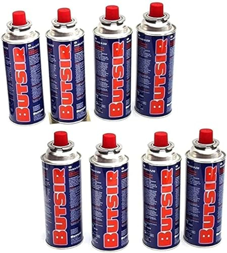 VALDI LED Bombona Gas de 227Gr Pack X 8 Cartuchos butsir b-250, azul