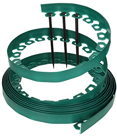 GARDENIX LineBORDER flessibile in plastica Bordo per prato in, 20 ancoraggi a terra, lunghezza 10 m, altezza 4 cm, Verde