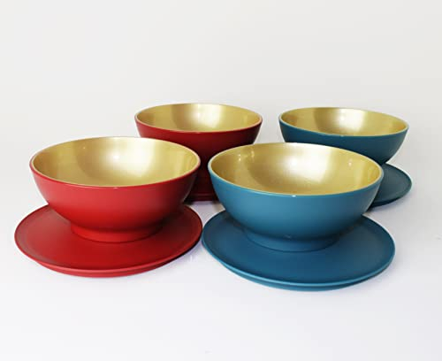 TUPPERWARE Mikrowelle Allegra Petrol Gold 2X 275ml + Rot Gold 2X 275ml Servierschüssel, Schüssel + Joghurtbecher