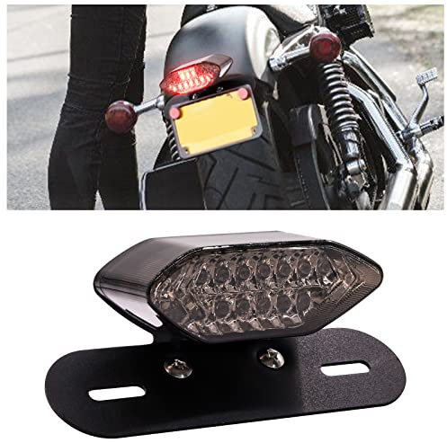 NWpangu Motorcycle Tail Light Integrated Brake Turn Singal Light with License Plate Bracket, Universal Fit for ATVs, Dirt Bike, Custom Chopper, Cruiser(Smoke Lens)