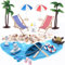 19 Stück Strand Mikrolandschaft, Miniatur Deko Strand, Mini Strand Dekoration, Strandkorb Mini Sonnenschirm Sand Palme für DIY Geburtstagsgeschenk Garten Dekoration