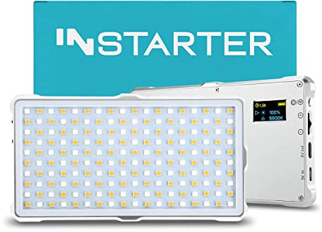 Instarter Spectar Torche LED Vidéo 12 W Alu Bi-Color 3200k à 5600k Diffuseur Fonction Powerbank Autonomie Minette LED Recharge USB Youtube Streaming TIK Tok Éclairage Vidéo