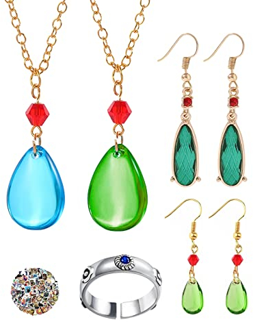 YouU 25 Stück Howl's Moving Castle Halskette Ohrringe Ring Set Wassertropfen Form Ohrhaken Anime Aufkleber