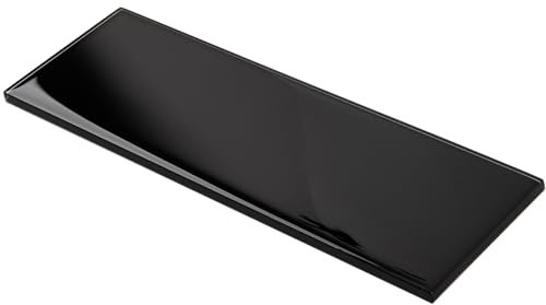 Lovdeco Schwarze Glasfliese, Glas für Badezimmer, Küche, Dusche, Spritzwand, 10,2 x 30,5 cm, 12 m²