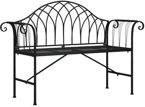 vidaXL 2-Seater Garden Bench 128 cm Black Steel