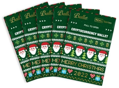 Ballet 2022 Merry Christmas (5 Pack) - Special Edition - Physical Crypto Wallet, Managing Your Crypto Assets, NFTS, Coins, The Easiest Cryptocurrency Cold Storage Wallet