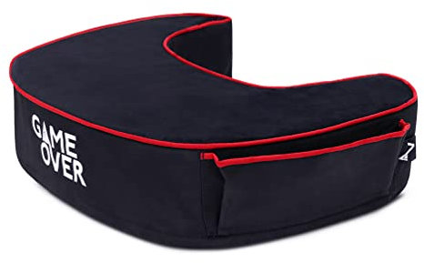 Game Over 8-Bit Gaming Support Cushion | Armrest Pad for Gamers | Ergonomic Posture Elbow Pillow | Velour and Water Resistant Fabric | Comfy Foam Filling | Durable and Lightweight (Electric Crimson)