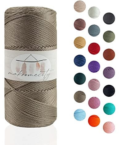 Makromecity, Polyester Macrame Cord 2mm x 125 Yards (375 feet) 2mm Polypropylene Macrame Cord Crochet Macrame Bag Cord Crafts for Wall Hangings, Bags, Underplate, Rug (1, Mink)