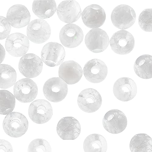 OLYCRAFT 50 Stück 6 mm Natürliche Klare Quarzkristallperlen Runder Weißer Kristallperlenabstandshalter Natürliche Glatte Edelsteinperlen Für Halsketten Armbänder Schmuckherstellung - Loch 2 mm