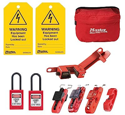 Master Lock MLKSELECKIT2 M/Lock Electrical Lockout/TAGOUT KIT V2, 9 Piece, red