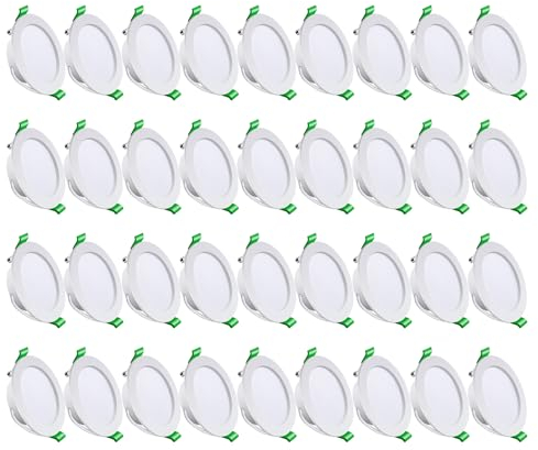 LED Einbaustrahler 230V ultraflach, 4W 339LM Kaltweiß (6000K), runde Deckenstrahler slim als Set. Perfekt für Wohnzimmer & Innenbereich. Inkl. 36 Stück – modern & energieeffizient. Einfache Montage