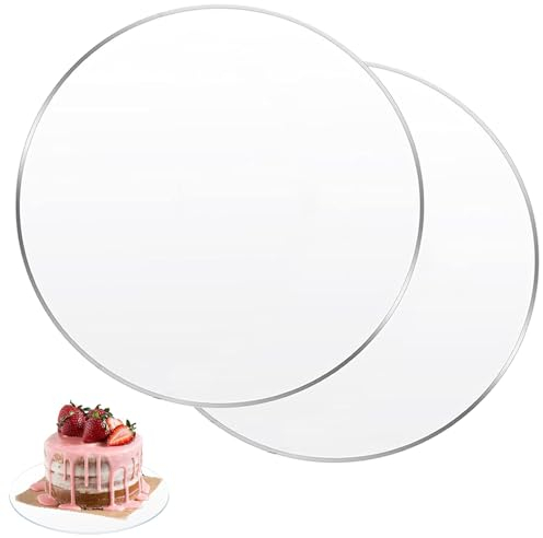Disco Torta in Acrilico, 2 Pezzi Piatti per Torte Rotondi Dischi, Tavole per Dolci Ø 30 cm, Tortiera Spessa 2 mm con Pellicola Protettiva per Servire Torte, Trasportare Torte e Crostate, Trasparente