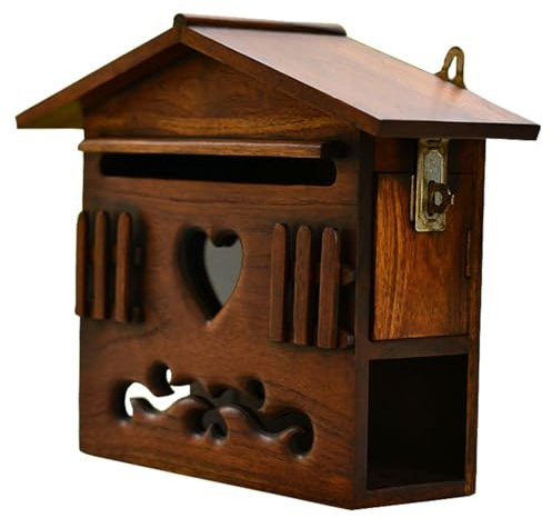 Boîte Aux Lettres en Bois Vintage, Boîte Aux Lettres Sécurisée Résistante Aux Intempéries, Boîte Aux Lettres Verticale De Décoration Extérieure, Boîte Aux Lettres Murale, Boîte De Dépôt De Sécurité