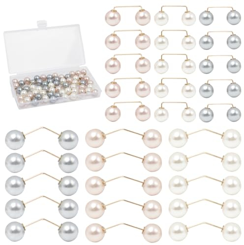 UTMACH 30 Pièces Mode Broche de Perle Double Tête Perle Broche pour Vetement Femme Clips de Broche de col Cardigan Hâle Simulée Épingle pour Femmes Filles Vêtements Décoration(3 Couleurs)