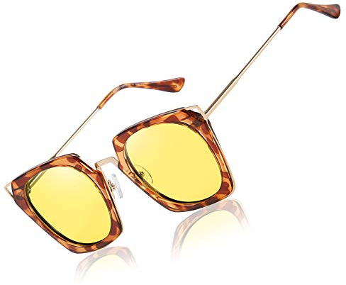 DUCO Klassische Vintage Cateye Polarisierte Nachtfahrbrille Anti Blend Scheinwerfer Nachtsichtbrille Für Frauen W001
