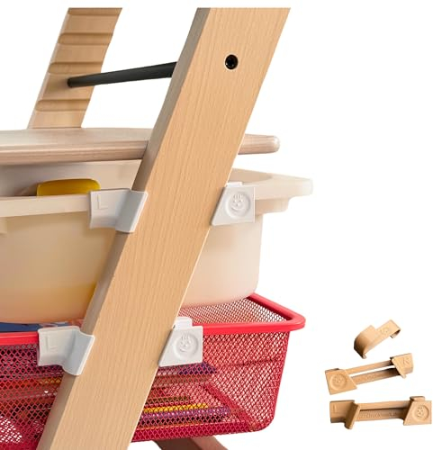[ TEST SEHR GUT, NOTE 1.1 *] EmSoLi Adapter Hellbraun + 1x Haken für Ikea Trofast Box Korb Drahtkorb, kompatibel mit Stokke Tripp Trapp Baby Hochstuhl, Hochstühle Kinderstuhl Zubehör, Kinder Hoch
