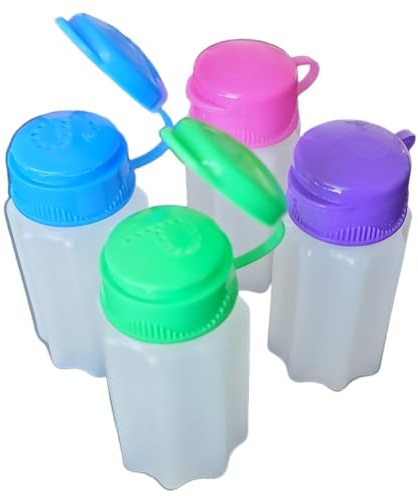 Handy Housewares Robustes Camping-Salz- und Pfefferstreuer-Set aus Kunststoff mit Klappdeckeln – Blau, Grün, Rosa und Violett (2 Paar)