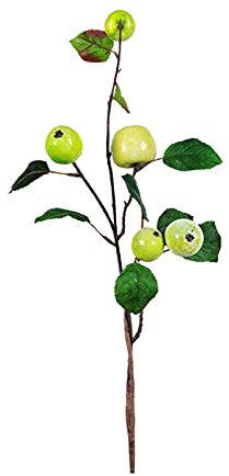 ZHDOKa Rama de Manzanas Artificiales de 18.9 Pulgadas, Plantas de Frutas Verdes Falsas, Tallo de Fruta de Alta Simulación, Modelo de Manzanas Realistas, Ramo de Manzanas de Imitación para el(Verde)