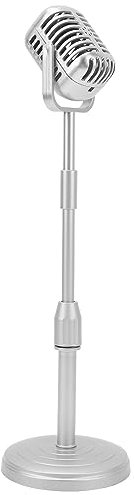 Goshyda Fake Retro Microphone Model, Portable Multifunctional Retro Microphone Props Liftable for Cosplay (Silver)