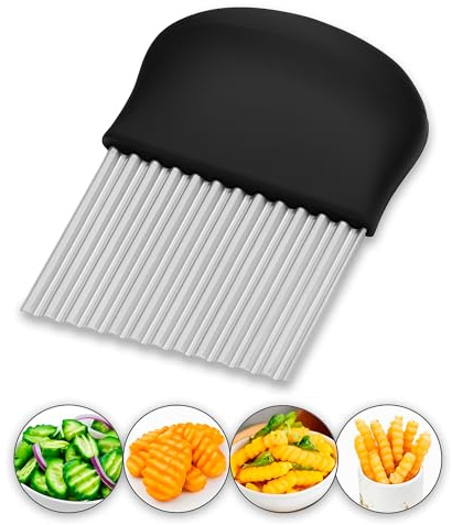 Innoteck Essentials Stainless Steel Crinkle Cutter - Ergonomic Handle - Wavy Cutter for French Fries - Fruit Slicer, Vegetable Chopper, Potato Chippers - Spiral Salad Cutting Tool - Easy to Use