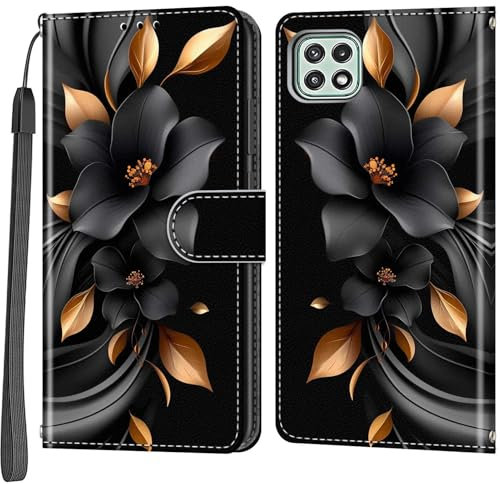 Salanheo Handyhülle für Samsung Galaxy A22 5G Hülle, Flip Klappbare Standfunktion Kartenfächern Schutzhülle Hülle Kompatibel Samsung Galaxy A22 5G