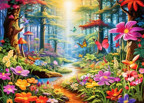 Puzzles 1000 Pieces Age 12+ for Adults jigsaw puzzles for adults 1000 Piece Puzzle Educational Games -Colorful Flower Jungleland- Decoration Puzzle