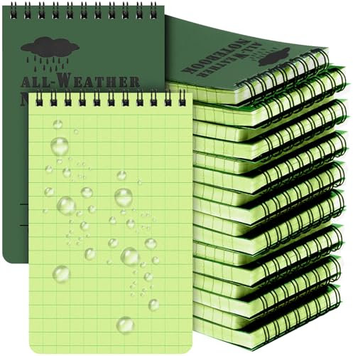 Augacage 16 Pack Waterproof Notebook 4×6 All-Weather Notebook Pocket Notebook Stone Paper Mini Notebook Suitable for Office Outdoor Activities (Army Green)