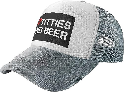 I Heart Titties Beer Love Mesh Back Trucker Cap Baseball Cap, grau, Einheitsgröße