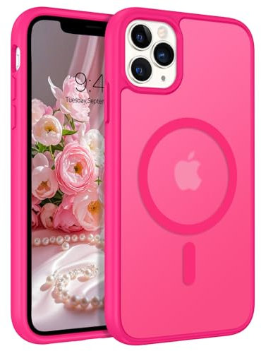 BENTOBEN for iPhone 11 Pro Case, [Compatible with MagSafe] iPhone 11 Pro Magnetic Phone Case Translucent Matte Slim Fit Shockproof Women Men Girl Protective Cover Case for iPhone 11 Pro 5.8,Hot Pink