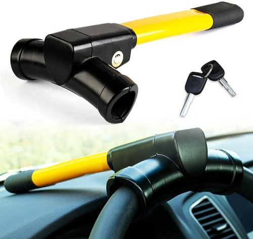 DAYKET Antivol de Volant pour Voiture, Antivol de Direction de Voiture Haute Visibilité pour Renault Clio 5/Captur 2/Arkana/Megane E-Tech, Verrou de Volant en Alliage d'Aluminium Jaune avec 2 clés