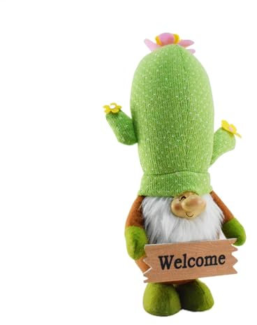 Ornamento natalizio con cactus, decorazione natalizia con motivo cactus – Peluche a forma di nani farcito | Morbido giocattolo nano ripieno, unico peluche imbottito