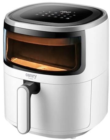 CAMRY CR 6313 Heißluftfritteuse 5L, 12 Programme, Konvektionstechnologie, 2000W, gesundes Kochen mit minimalem Fett, Temperaturbereich 80-200°C, Sichtfenster, LED-Touchpanel, weiß