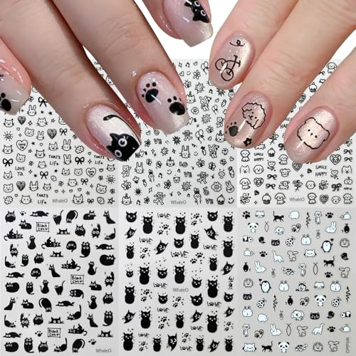 WhaleO 6 Blätter Nagelsticker Nagel Stickers Nägel Sticker Set Fingernagel Sticker Aufkleber Nägel Nagelaufkleber Nageltattoos Nagellack Aufkleber Nail Design Nagel Deko, Tiere