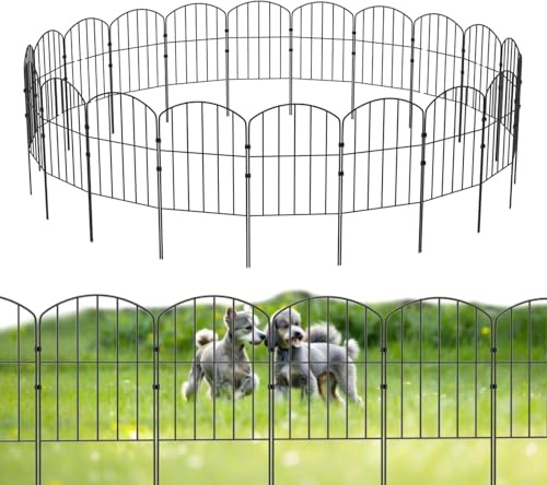 Metal Garden Fence 320CM(L) ¡Á 61CM(H),10/20 Pack Dog Fencing No Dig Decorative Fences for Garden Flower Bed and Animal Barrier, for Yard Patio Outdoor Decor (20)