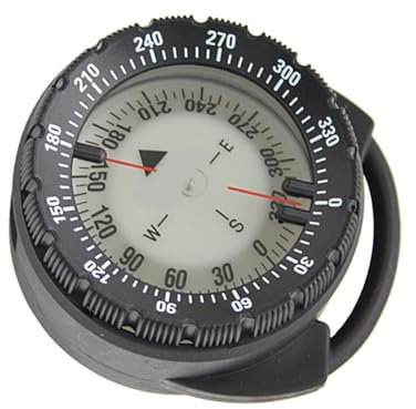 Brújulas de buceo, brújulas de camping subacuáticas con diseños de abrazadera de tubo, correa de reloj de buceo, brújulas de navegación
