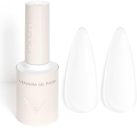 VENALISA UV Negellack Natur Transparentes Weiß Gellack UV Gel Nail Polish Klassischer und All MatchStil für Valentinstag Hochzeit Dating Weihnachtswochenende 10ml