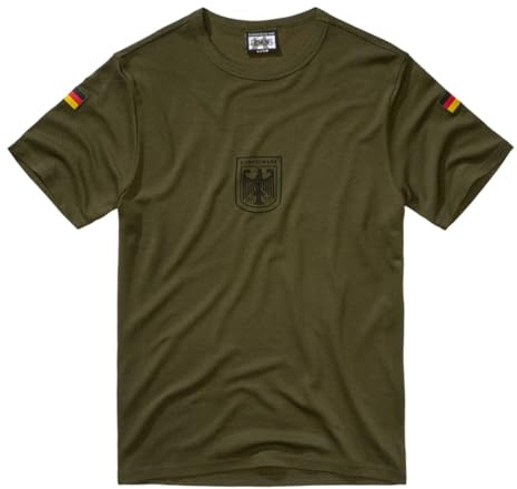 BWuM Bundeswehr Sportshirt mit Flaggen & Adler, Größe:4 (S), Farbe:Oliv