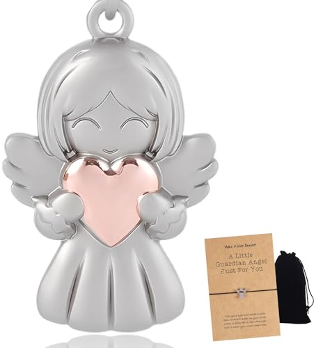 Snyvpra Schutzengel Schlüsselanhänger Mit Herz, Engel Armband Set, Spirituelles Geschenk Für Frauen Und Mädchen, 3-Teiliges Set Mit Schlüsselanhänger, Armband Und Beutel