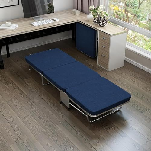 CucCe Cama Plegable, Cama Individual, Cama Plegable portátil con colchón viscoelástico y Ruedas.(BLU,180x60x24cm)