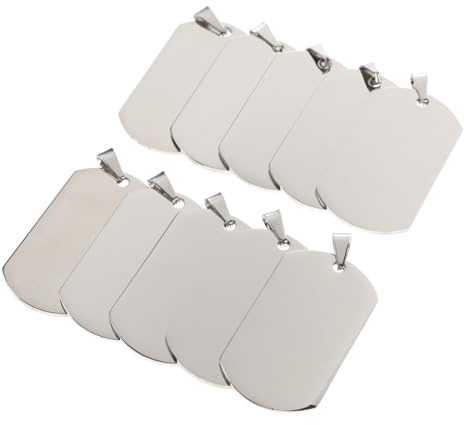 10 Stück Herren Anhänger aus Titanstahl, Schlichte Schlüsselanhänger | 4,9x2,8x0,18 CM, Silberne Optik mit Dauerhaftem Glanz, für Auto Innen und Gepäckzippel