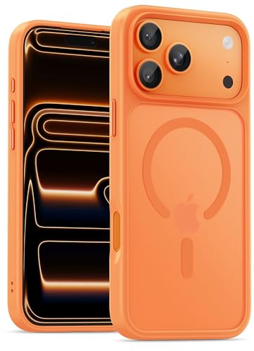 UNBREAKcable für iPhone 17 Pro Max Hülle für MagSafe, Vollständiger Kameraschutz, Eingebauter Magnetring, Stoßfest Kratzfest Transluzente Matt Handyhülle für iPhone 17 Pro Max 6,9 Zoll, Orange
