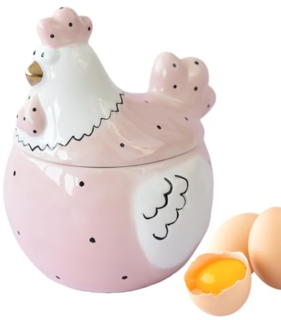 Bexdug Barattolo Da Biscotti In Ceramica - Scatola Decorativa a Forma di Gallina con Coperchio | Barattolo Ceramico A Forma Di Gallina Per Conservazione Alimenti - Per Uova Caramelle