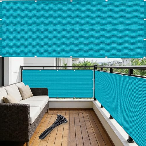 Brise Vue Terrasse 0.9 x 0.9 m, Latéral Balcon Brise-Vue, Diverses Couleurs Tailles Au Choix Paravent de Balcon Opaque, avec Œillets pour, Bleu