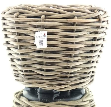 Van der Leeden DRYPOT® Rattan Pflanzkübel Grau Ø 47 cm - Sylter Körbe