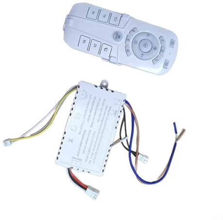 QH007 DC Inverter Ventilador de Techo Mando a Distancia y Controlador 2.4G Controlador, Receptor para Ventilador con Luz y Función Oscilación, Blanco (C)