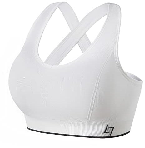 FITTIN Racerback Sports Bra for Women- Padded Seamless Activewear Bras for Yoga Gym Workout Fitness White