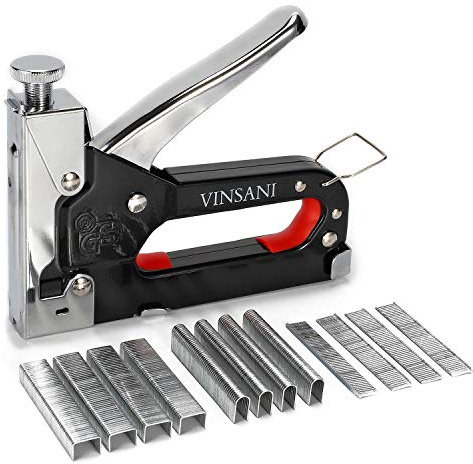Vinsani 3 in 1 Heavy Duty Staple Kit for Upholstery Industrial Grade Stainless Steel Metal Stapler 3 Way Tacker Gun with 200 Pcs D-Staples, 200 Pcs U-Staples, 200 Pcs T-Nails - Silver