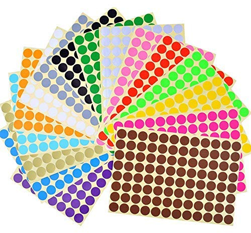 2640 Stück Kleine Bunte Punkte Aufkleber 10 mm 16 Farben Aufkleber für Büro Schule Kalender Karten